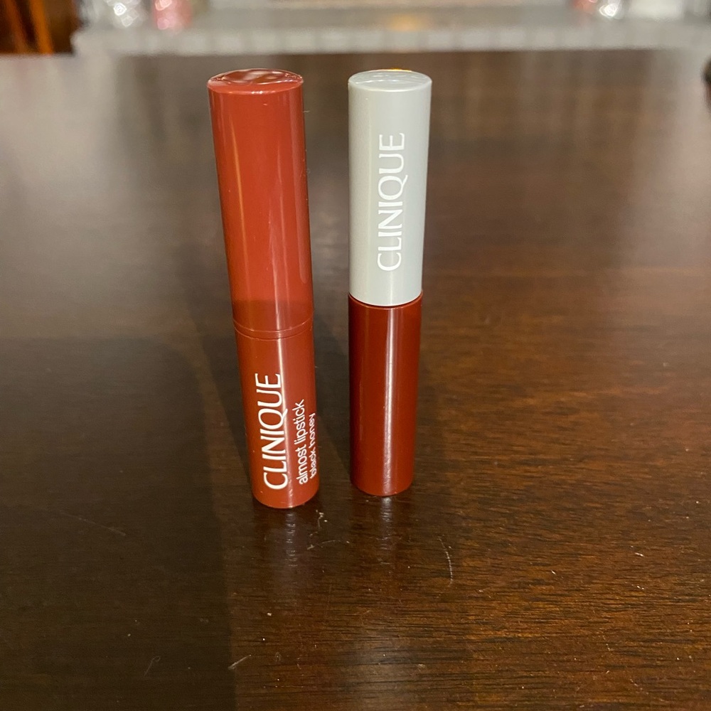Clinique black honey lipstick and lip gloss.